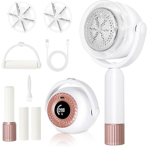 Quitapelusas Electrico, SOARFLY Quita Pelusas Ropa 3 velocidades, Quita Pelusas para Ropa Electrico con Rodillo Quitapelusas, Rejilla en 2 Tamaños, Bloqueo de Seguridad