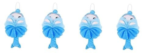 FRCOLOR 4piezas Bolas De Baño De Animales De Caricatura Suaves y Espumosas Para Esponjas Creativas Para Accesorio Para Familias y Viajes Diseño Cuerda Para Almacenamiento y Secado