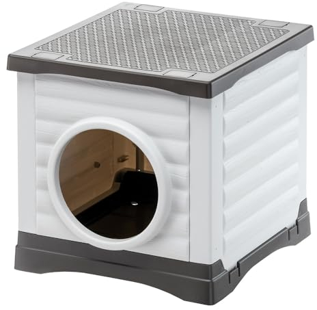 Ferplast Cuccia Cane Esterno, Robusta Cuccia per Cani Gatti, Fondo con Sistema di Drenaggio, Casetta per Conigli, Conigliera, 38,5 x 43 x h 38,5 cm.