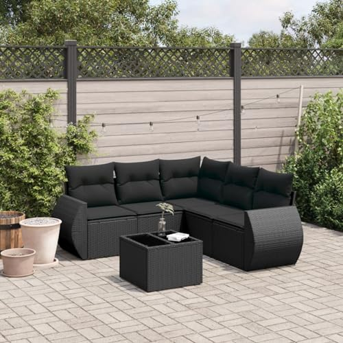 SECOLI Gartenmöbel-Set, Balkonmöbel aus PE-Polyrattan, Terrassenmöbel, Ecksofa Garten Balkonlounge Polyrattan Lounge Gartenlounge Terrassenmöbel Schwarz 6-tlg-Type-267