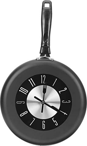 ULDIGI Home Decor Wall Pendant Kitchen Cooking Clock Wall Clock Decor Frying Pan Hanging Clock Metal Frying Pan Wall Clock Electric Skillet Cord Replacement Funny Wall Clock Kitchen Clock