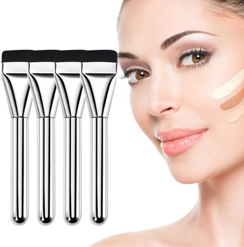 Ikadiya Foundation Pinsel[4 Stück], Make up Pinsel, Ultradünner Foundation Brush mit Flachem, Makeup Concealer Pinsel, für Cremige, Pudrige oder Flüssige Foundation