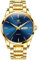 OLEVS Gold Uhren Herren Großgesicht Tag Datum Business Kleid Uhren Klassisches Blau Zifferblatt Schlichtem Edelstahl Armbanduhr Herren Minimalistisch Eleganz Wasserdicht Quarz Herrenuhren