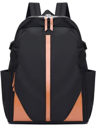 FUXIU Trendy Damen Rucksack Nylon Schultasche Große Kapazität Rucksack Reise Casual Daypack für Mädchen, Schwarz