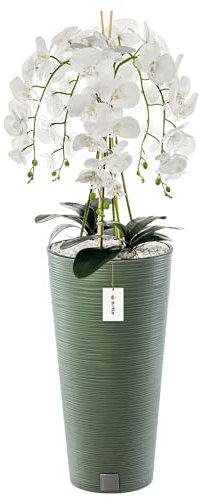 Botle Künstliche Orchidee Kaskaden Blumenstrauß Weiß im Topf - Wandgrün H 110 cm - Heimbüro Dekoration, Kunstpflanze, Kunstblume