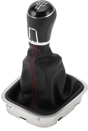 INFINAUTO Pomo De Palanca De Cambios Manual De 5 Velocidades Con Cubierta Pomo De Palanca De Caja De Cambios No.6R0711113T Para Vw Polo 2014-2017 Plástico Cuero Sintético Negro Rojo 1 Pc