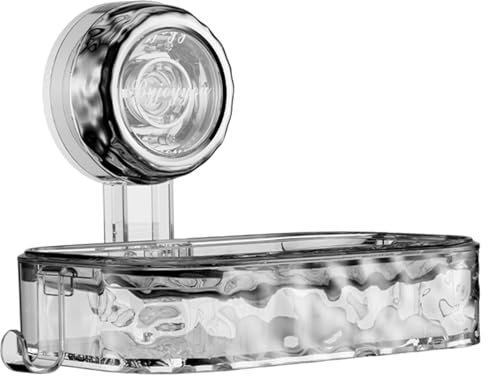 Plato de jabón para la Pared de la Ducha Colgando sin Aliento Taza de succión Desmontable Caddie de Ducha con Ganchos y Huecos Ducha Taza de succión para bañera decoración de la Cocina