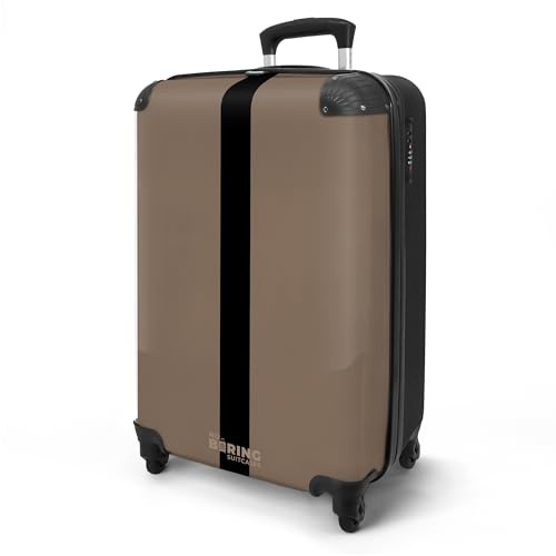NoBoringSuitcases© Handgepäck Koffer Reisetasche | 55x40x20 cm - Reisekoffer mit Rollen, Leichtgewicht Hartschalenkoffer, Trolley Kabinengepäck mit Gestreift Motiv - Beige,