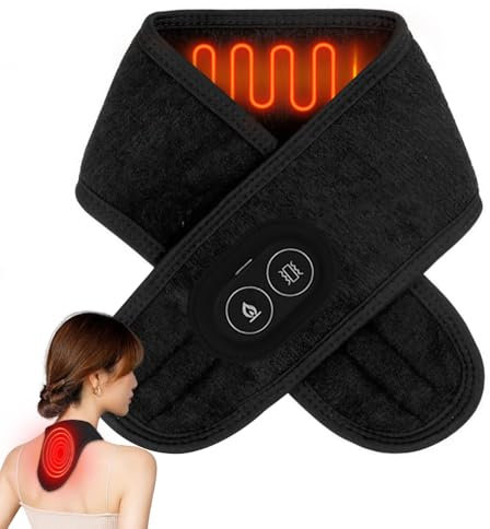 Neck Heating Pad, USB Heated Neck Warmer for Pain with 3 Levels Heat & Massage, Electric Neck and Shoulder Heat Pad, Pain Relief Heating Pack for Men Women Elderly
