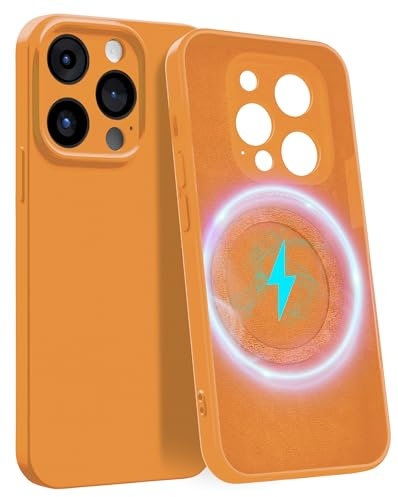 MyGadget Hülle für Apple iPhone 14 Pro [ kompatibel mit MagSafe | 4-Layer-Struktur Schutzhülle ] - Handyhülle mit Kameraschutz - Cover mit Innenfutter - Orange