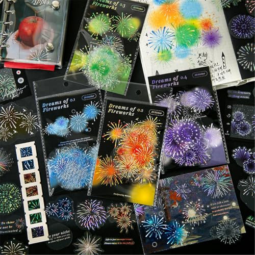 ZXMNBH 30 Stück/Packung Aurora in A Flash PET Aufkleber für Scrapbooking Kit Wasserdicht Klar Aufkleber Junk Journaling Supplies Journals Tagebuch Planer Collage Laptop Papier Basteln