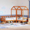 MOBCANT Tagesbett Set mit Dach, Bett Familienbett Betten Bettsystem Geeignet für Wohnungen Hotel Schulen Gästezimmer Wachsbraun 90x190 cm Massivholz Kiefer