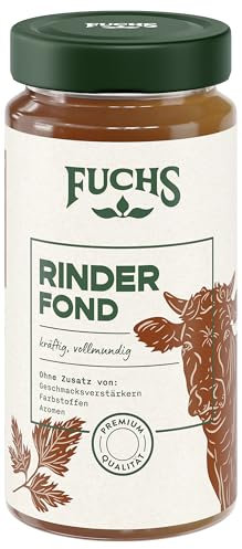 Fuchs Gewürze - Rinder Fond, optimale Basis für Suppen und Saucen, Ohne Geschmacksverstärker, Farbstoffe oder Palmfett, Gluten und laktosefrei, 400 ml im wiederverschließbaren Glas