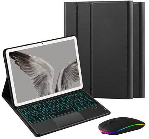 Funda con Teclado para Google Pixel Tablet 11 Pulgadas 2023, Teclado Bluetooth retroiluminado de 7 Colores con Panel táctil y ratón Bluetooth.