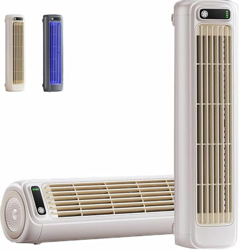 Cooling Ace Turbo Ventilador de aire acondicionado portátil – Torre súper silenciosa de 3 velocidades con USB recargable, modo colgante/vertical para dormitorio, oficina, cocina (color: beige)