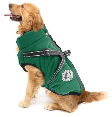 Wasserdichter Hundemantel mit Geschirr, Warmer Winter-Hundemantel, Hundejacke, Hundeweste für kleine und mittelgroße Hunde