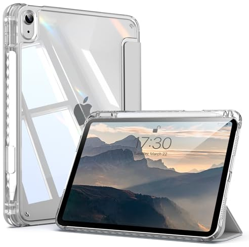Lsmmpoba Case for iPad (A16) 11th Generation 11 Inch 2025, iPad 10th Generation 10.9 Inch 2022 with Pencil Holder, Clear Back Shell Shockproof Cover, Auto Wake/Sleep, Gray