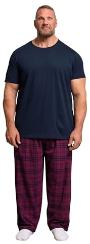 BadRhino Big & Tall Navy Blue Check Pyjama Set - Men's - Plus Size Curve