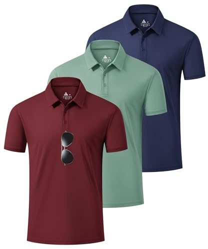ZITY 3 Pack Mens Polo Shirts Short Sleeve Lightweight Breathable Outdoor Golf Polo Adult Shirt Men Summer Casual Work Sport Basic Tshirt Tops