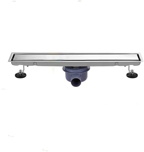 NEWFUN Caniveau Douche Italienne 60 cm, Siphon 360°, Siphon de Sol Anti-Odeur, Invisible, utilisable en Positif ou négatif, Double Filtration, carrelage Possible, argenté
