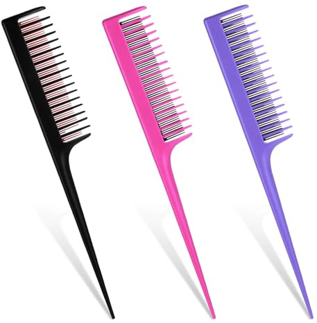 JJUNW 3 Pcs Hair Teasing Comb Set, 8.15in Professional Teasing Comb