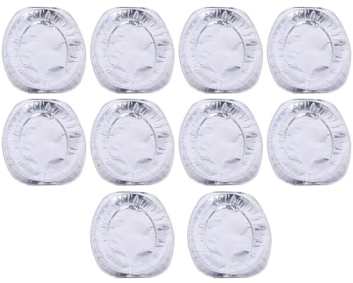DECHOUS 10 Sartenes de Aluminio Desechables para Barbacoa y Horno, Bandejas Ovaladas de Aluminio Plata, Mantienen la Comida Fresca y Son Fáciles de Transportar