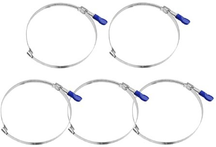 POWERTEC 70223 2-1/2 Inch Right Hand Keyed Bridge Hose Clamp, Thumb Screw Key Adjustable Stainless Steel Hose Clamps for Dust Collection, Dust Collector and Dryer Vent Hose, 5 Pack
