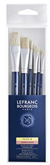 Lefranc Bourgeois Set de 6 Pinceaux en Soie de Porc Manche Court