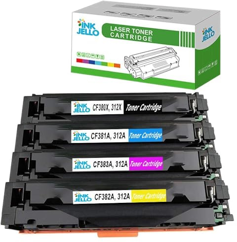 InkJello Toner Cartridge For Printer, Compatibile with HP Colour LaserJet Pro MFP M476dn M476dw M476nw CF380X CF381A CF382A CF383A (Black/Cyan/Yellow/Magenta, 4-Pack)