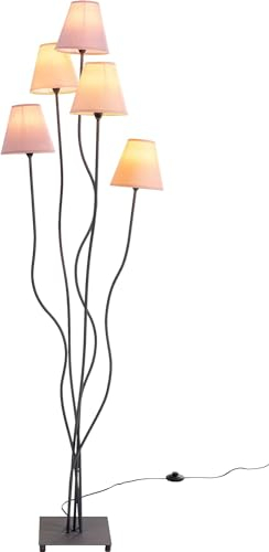 Kare Design Lampadaire Flexible Berry Cinque, Noir/Rose, Abat Jour Coton, Pédale de Commande, Lampadaire sur Pied Salon, Deco Intérieure, Decoration Chambre, Maison, 163x40x35cm (Ampoule Non Incluse)