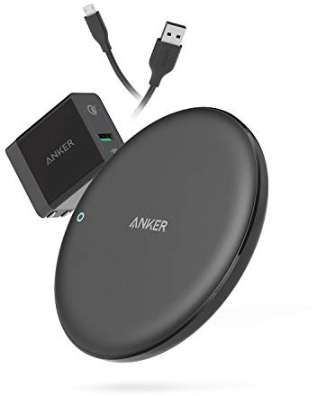 Anker PowerWave 7.5 Fast Wireless Charging Pad with Internal Cooling Fan, Qi-Certified, 7.5W Compatible iPhone Xs Max/XR/XS/X/8/8 Plus, 10W Charges Galaxy S9/S9+/S8, LG G7 (with Quick Charge Adapter)