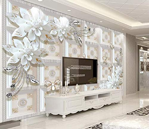 Fototapete Kinderzimmer Tapete Prägung Schmuck Blume Einfachen Tapeten 3D Effekt Vliestapete Wandbilder Schlafzimmer Wanddeko Wohnzimmer