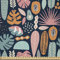 ABAKUHAUS Tropisch Stoff als Meterware, Zier Jungle Elemente, Microfaser Stoff für Dekoratives Basteln, 1M (230x100cm), Nachtblau Orange