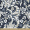ABAKUHAUS asiatisch Microfaser Stoff als Meterware, Oriental Eastern Flowers, Deko Basteln Polsterstoff Textilien, 2M (230x200cm), Dunkelblau Grau und Beige