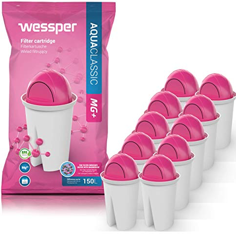 Wessper Classic Wasserfilter Kartuschen mit Magnesium | Ersatz für Aquaphor Standard, Brita Classic, Dafi Classic Filterkartusche | Reduziert Kalk und Chlor | Reineres Wasser | Pack 10