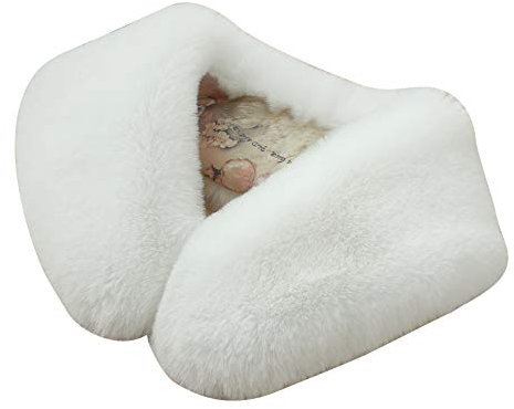 Amorar Damen Kunstpelz Fell Schal Kunst Pelzkragen Fellkragen Plüschschal Winter Schal Halstuch Umschlagtuch Kragen Nackenwärmer Halstücher 55cm Weiß