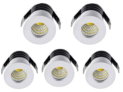Mini LED Einbaustrahler 3W 5 Stück 230V Weiß Klein Deckenstrahler mit Transformator COB Downlights deckenspots 200lm Minispot