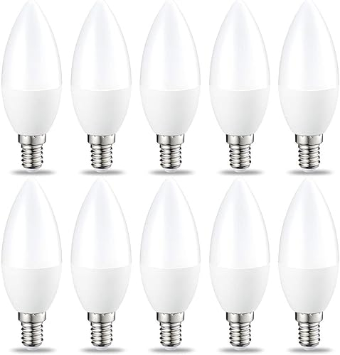 GVOREE LED E14 Light Bulb,Small Edison Screw Candle Bulb, 5W (Equivalent to 40W Incandescent), Warm White, Frosted, Energy SavingCandle Light Bulbs, Non-dimmable, Pack of 10 [Energy Class F]