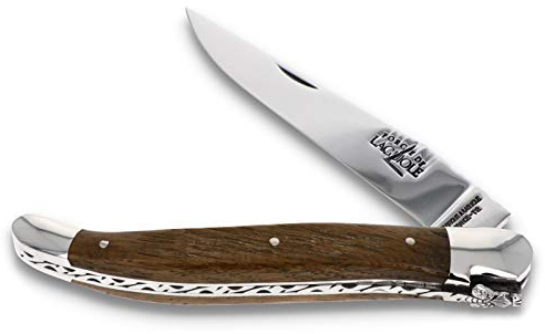 Forge De Laguiole Collection Taschenmesser - 12 cm - Griff Rinde fossiler Mooreiche - Klinge 10 cm und Backen glänzend