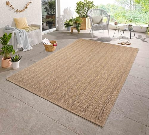 Serdim Rugs Harper Machine Woven Indoor Outdoor Area Rug, Jute, 200x290cm