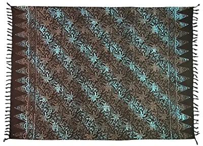 Pareo Sarong Tuch Damen - Wickelrock Strand - Strandtuch Blickdicht als Wickeltuch oder - Handtuchkleid und Wickelkleid Damen - Handarbeit aus Fair Trade Herstellung Batik Blickdicht Sommer
