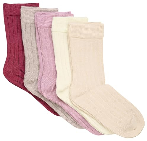 MINYMO Unisex Kinder Ankle Sock - Rib (5-pack) Socken aus Bambus-Viscose (5er Pack)