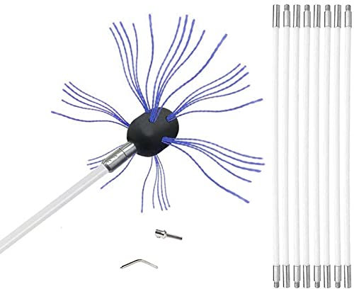Kit Spazzola for La Pulizia del Camino Strumenti for Spazzare La Canna Fumaria 40 Ft Aste Flessibili Rotanti for Tubi da Stufa A Legna da 6 Pollici 8 Pollici Fino A 20 Pollici Kit Pulizia Camino