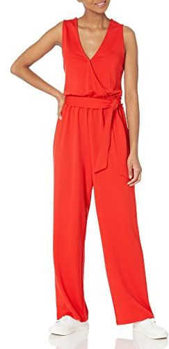 The Drop Damen Ärmelloser Wickeloverall (in Übergröße erhältlich), Feuerrot, S