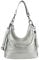 OBC Made in Italy Damen Leder Tasche Umhängetasche Shopper Schultertasche Handtasche Crossbody Hobo Bag Crossover Ledertasche Damentasche Fransen Silber