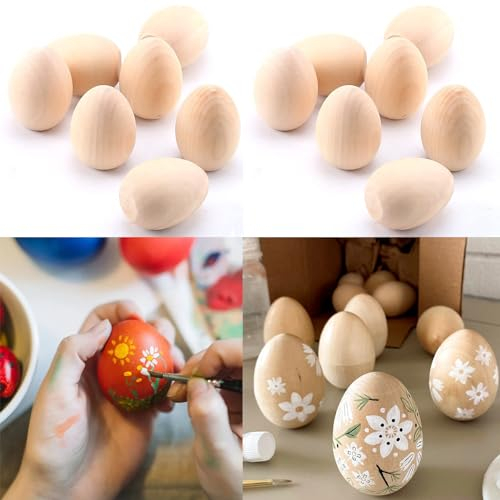 HERZWILD 14pcs Holz-Eier Ostereier Ostern zum Basteln Ostereier Holz Holzeier zum Bemalen