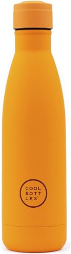 Cool Bottles - Botella de Agua de Acero Inoxidable - 500 ml - Vivid Orange - 26,5 x 7 cm - Botella Térmica Hermética - Bebidas Frías 36 H y Calientes 18 H - Triple-Cool Technology - Libre de BPA