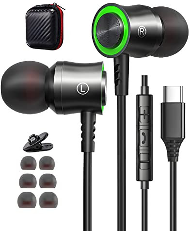 TUBhanggai USB C Headphones for iPhone 15 Pro Samsung S23 S22 Ultra S21 S20 FE A53 A54 A33 Earphones In-Ear with Microphone Wired Earbuds Type Google Pixel 7a 7 OnePlus 11