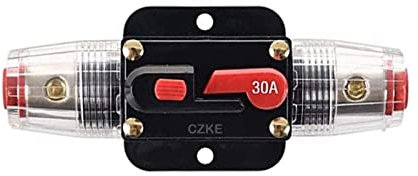 BKUANE Disyuntor de circuito de 12 V 24 V CC 20 A 30 A 40 A 50 A 60 A 80 A 100 A 150 A sistema solar doméstico impermeable mini interruptor de circuito inversor de fusibles de reinicio (color: 30 A)
