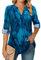 Amrto Blaues 3/4 ärmel Bluse Damen Elegant Blaue Damen V Ausschnitt Top Shirts Damen 3/4 Arm Shirt Damen Lässig Damenshirt Halbarm Kleidung Damen Mode Damen Top Elegant Business Outfit Damen, L